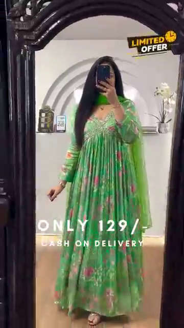 Designer Muslin Digital Print With Hand Work Alia Cut Top With Dupatta