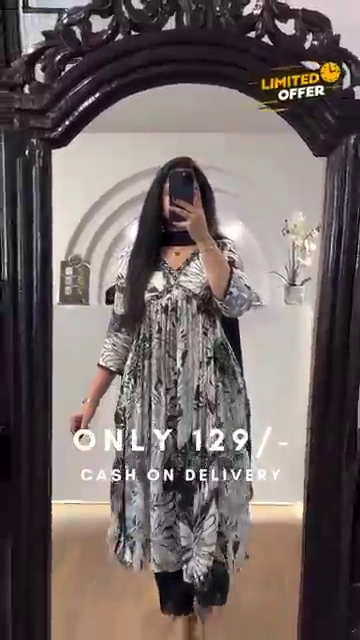 Designer Muslin Digital Print With Hand Work Alia Cut Top With Dupatta - Image 7