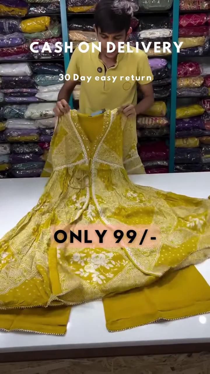 Check Out Our Beautiful Handblock Print Cotton Anaarkali 3pis Dress - Image 6