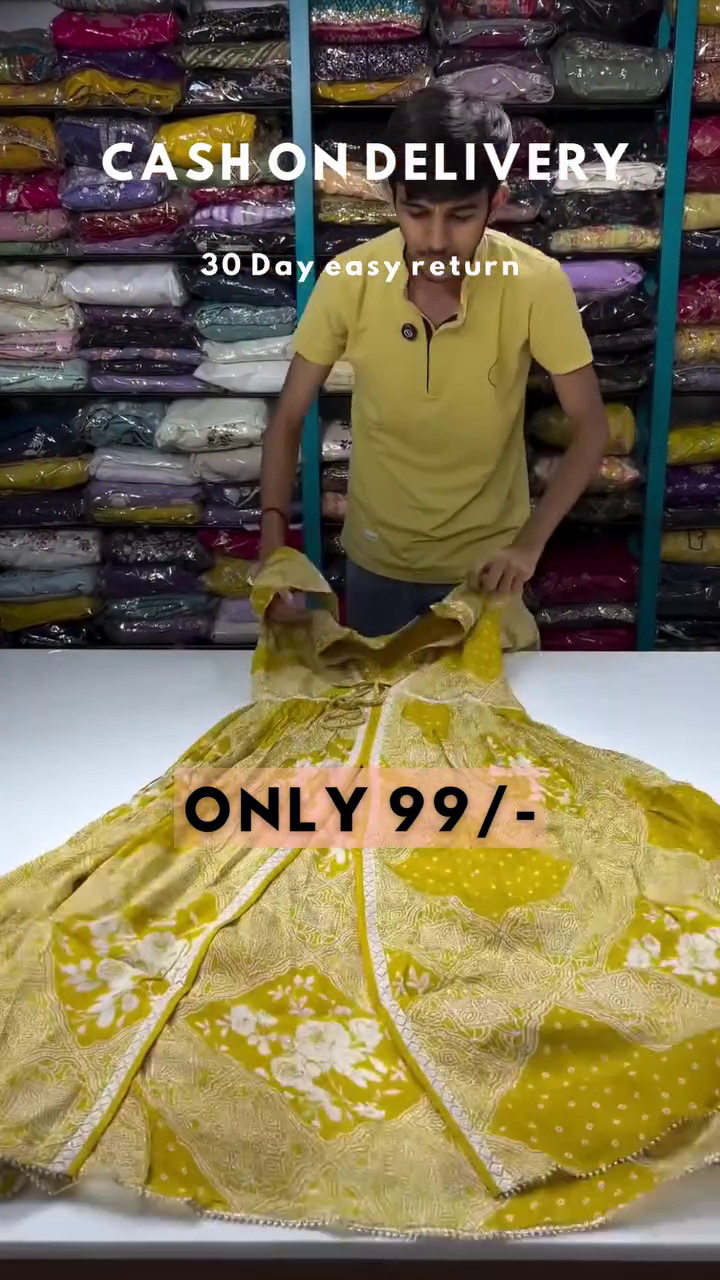 Check Out Our Beautiful Handblock Print Cotton Anaarkali 3pis Dress - Image 5