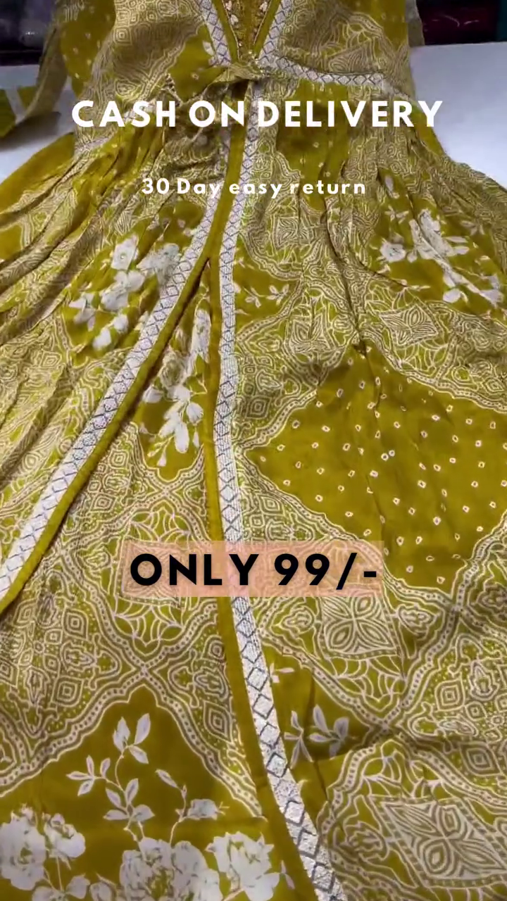 Check Out Our Beautiful Handblock Print Cotton Anaarkali 3pis Dress - Image 3